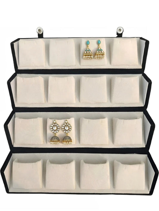 16 Pair Earring Storage Box — Black Velvet