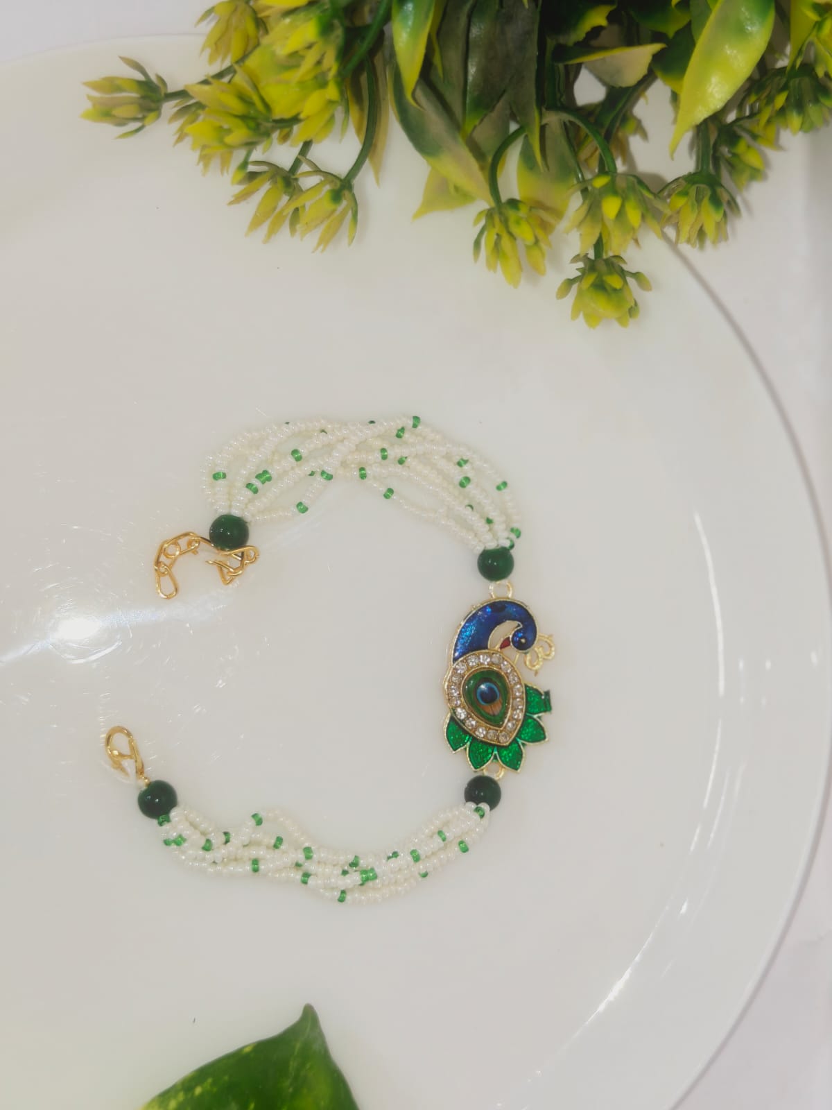 Peacock Meenakari Bracelet Rakhi
