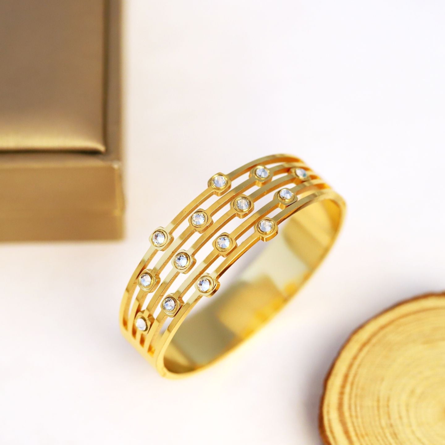 Wide 4-Row Pave Crystal Antitarnish Bracelet