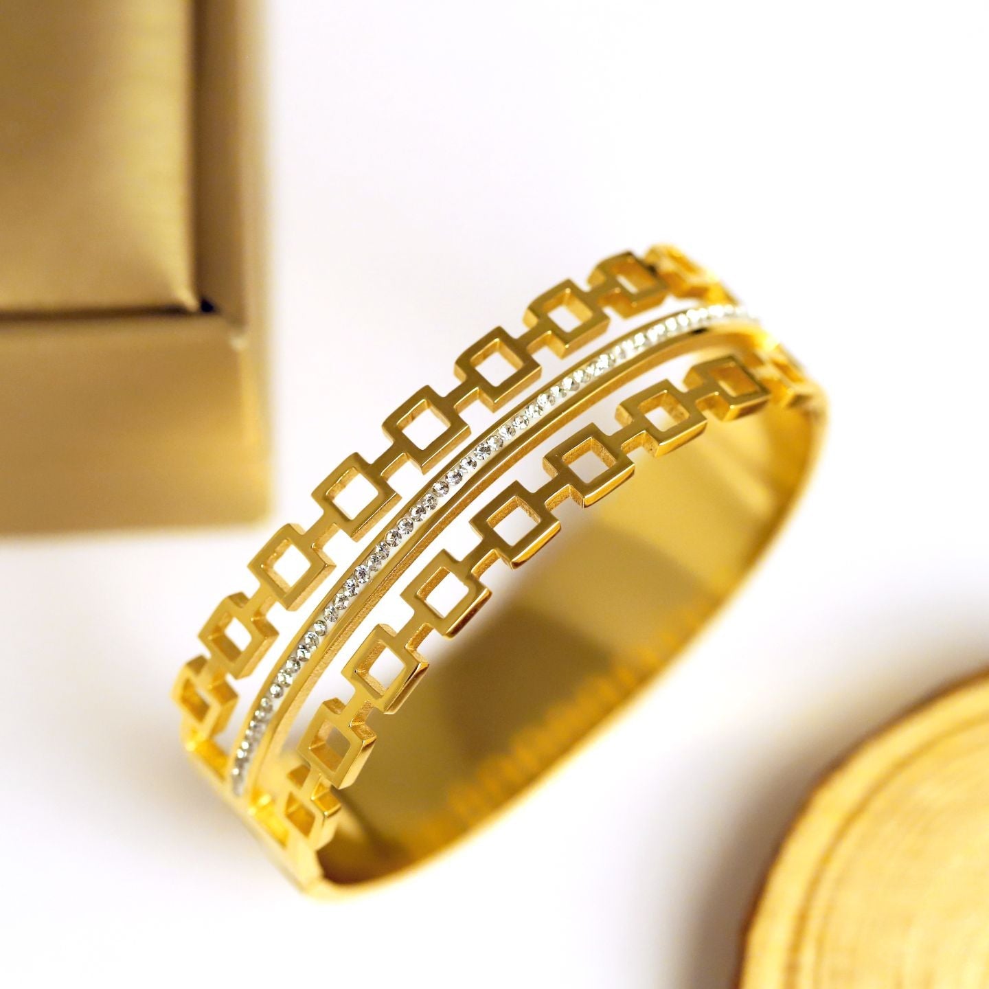 Triple Row Bezel Crystal Antitarnish Bracelet
