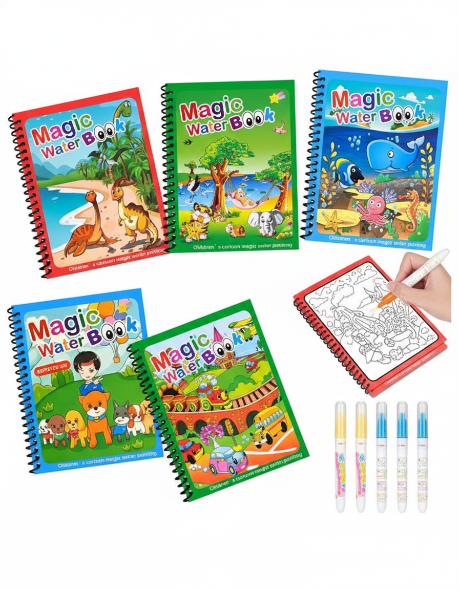 Reusable Water Coloring Book Set with pen (Pack of 4)