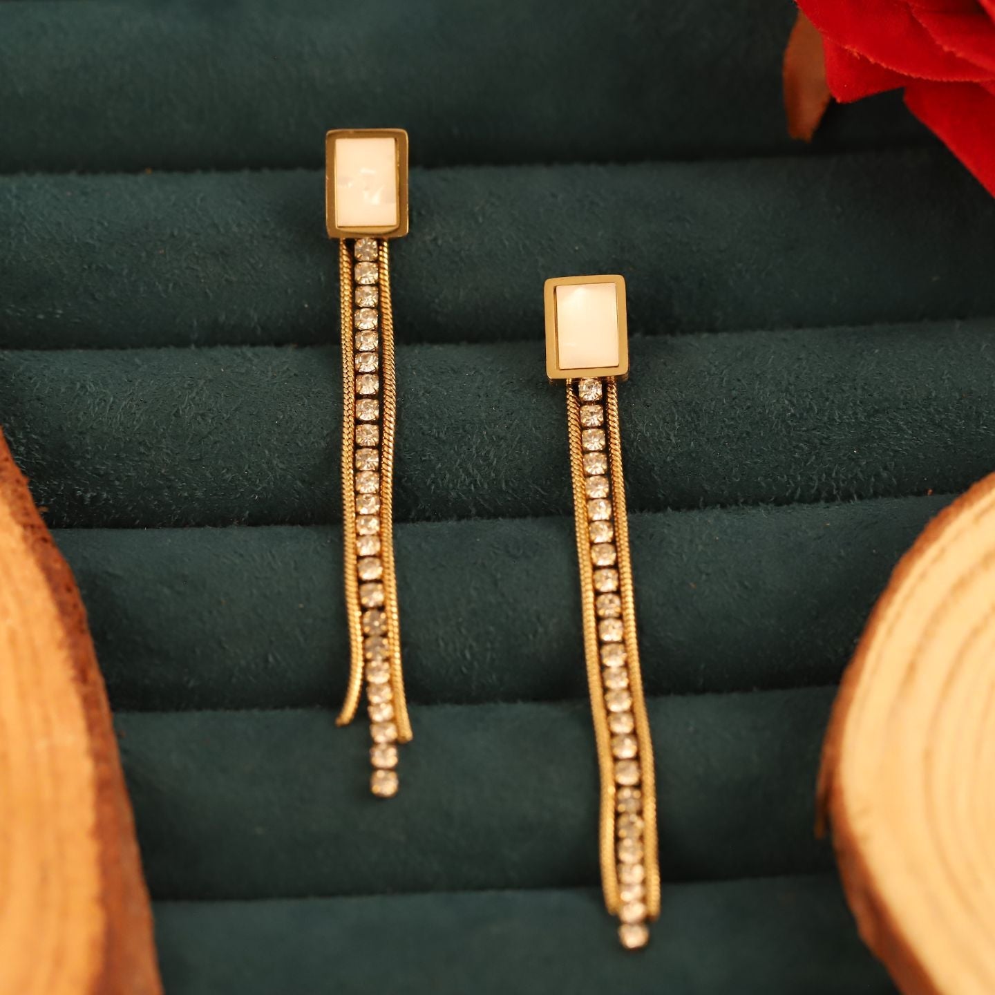 Anti tarnish Crystal Tassel Drop Earrings